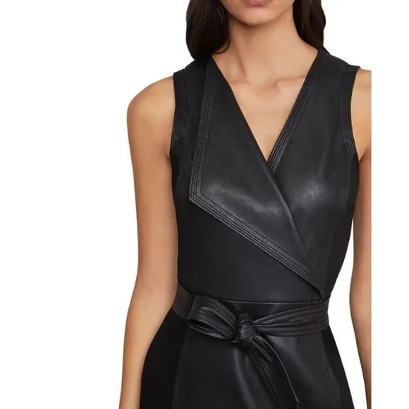 Bcbgmaxazria Layla Belted Faux Leather Mini Dress